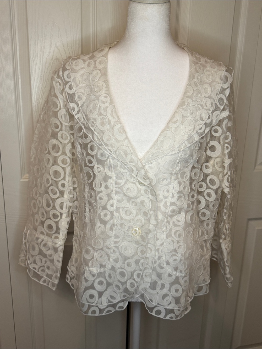 Ivory Sheer Circle-Pattern Blazer - Picture 1 of 5